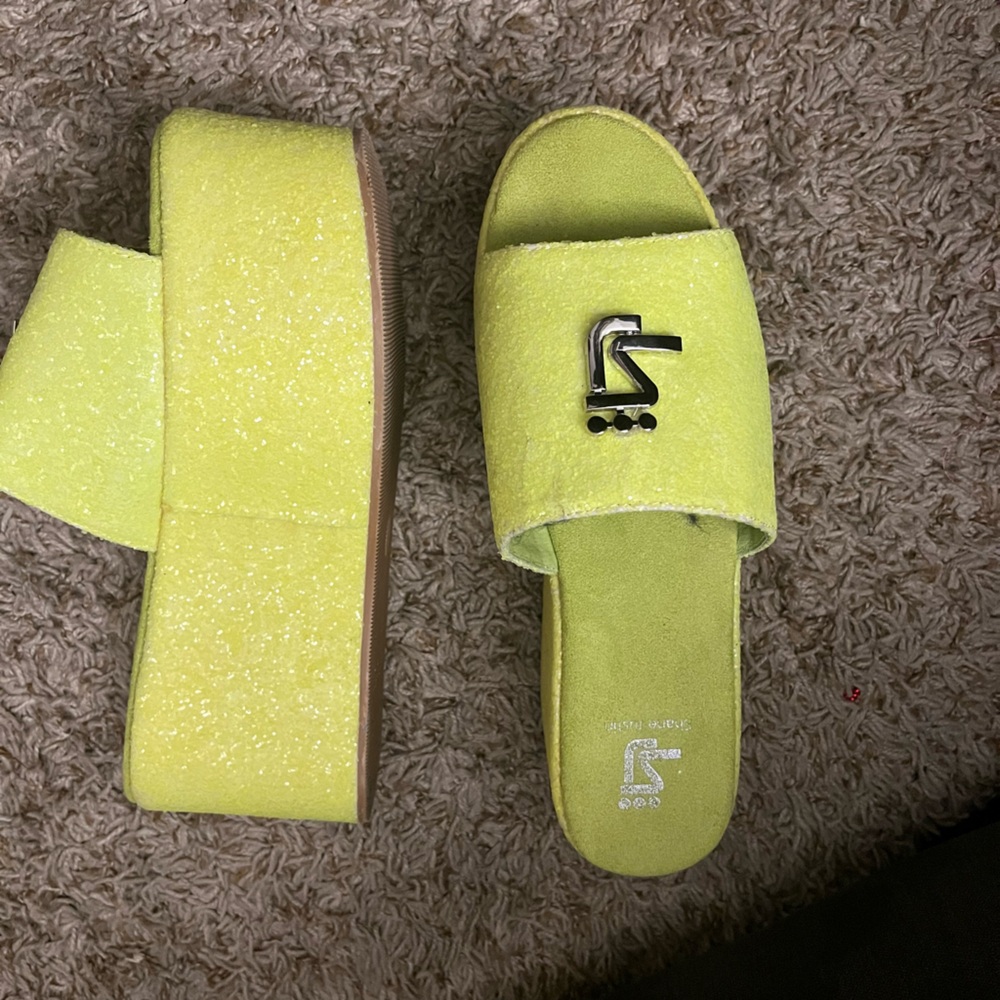 Lime green Shane Justin platform sandal